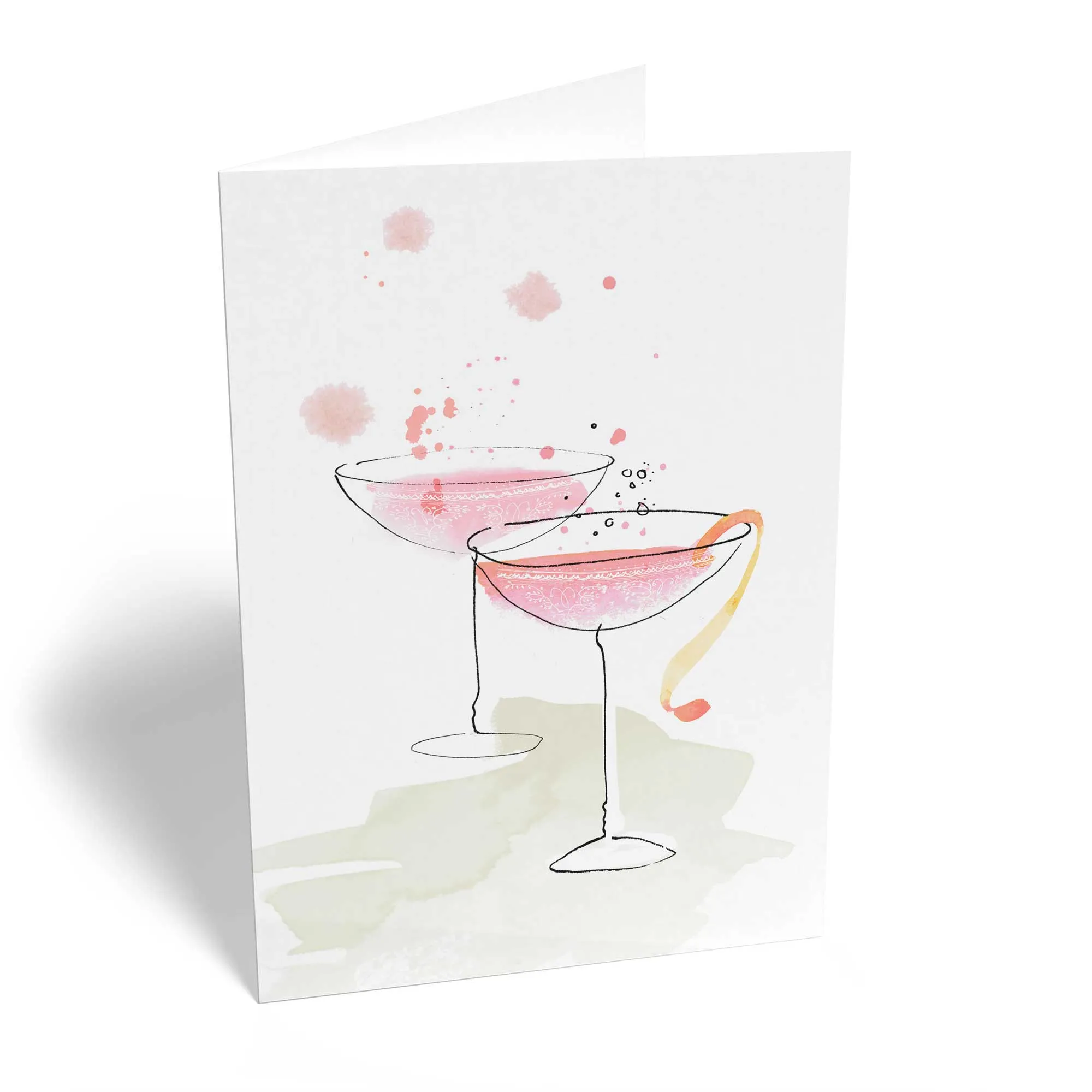 Personalised Cocktail Glasses Watercolour Celebrate Card