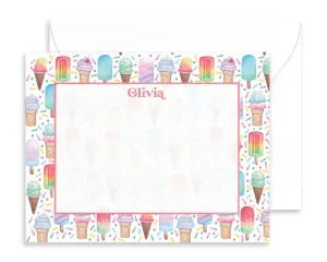 Personalized Ice Cream Cone & Popsicle Stationery for Kids