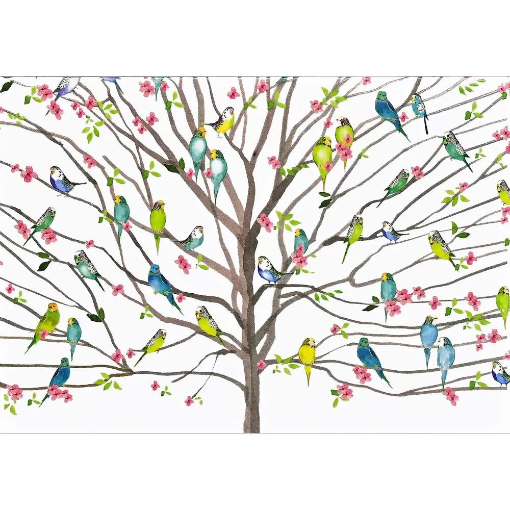 Peter Pauper Press Notecards 14pk - Tree of Budgies