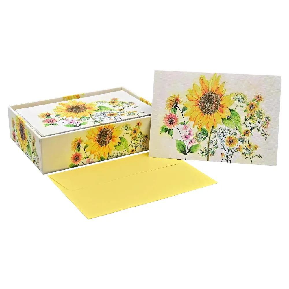 Peter Pauper Press Notecards 14pk - Watercolour Sunflower