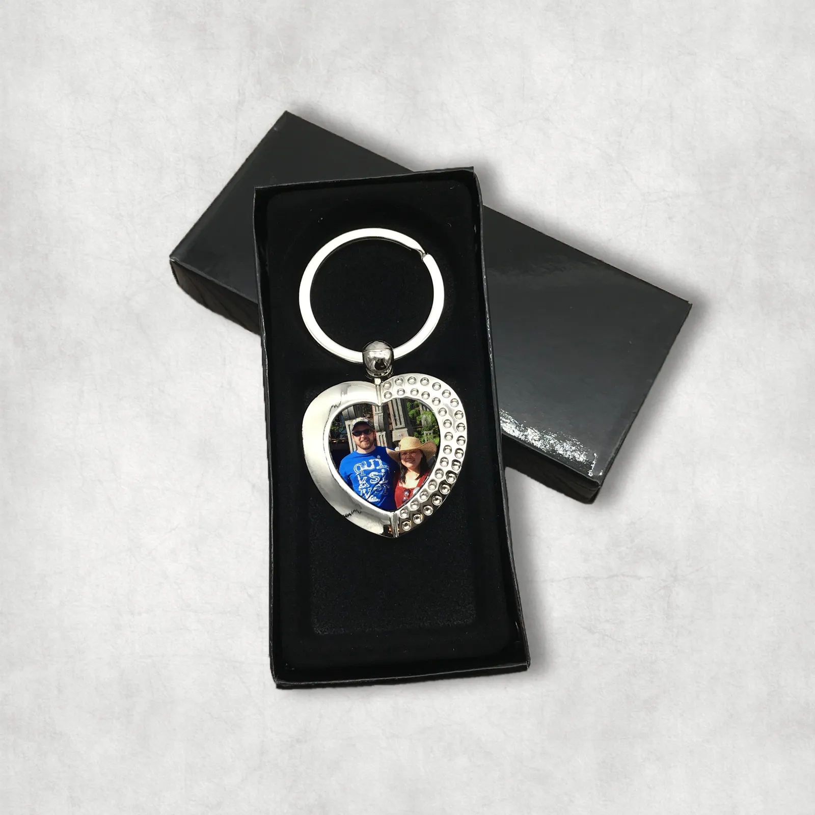 Photo Heart Keyring With Presentation Box