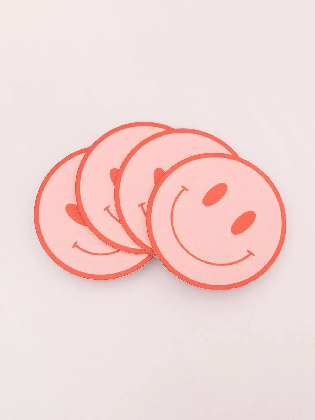 Pink & Red Smile Coasters S/4