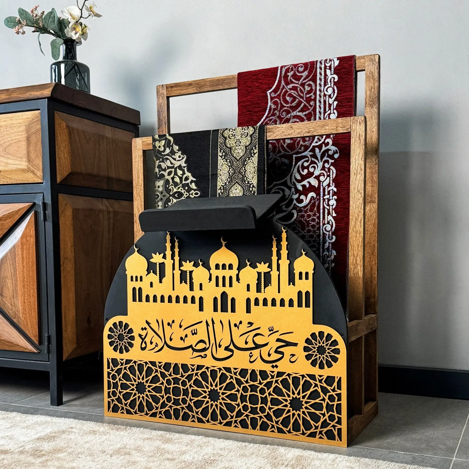 Prayer Rug Holder - Wooden Prayer Mat Stand and Storage Ideas