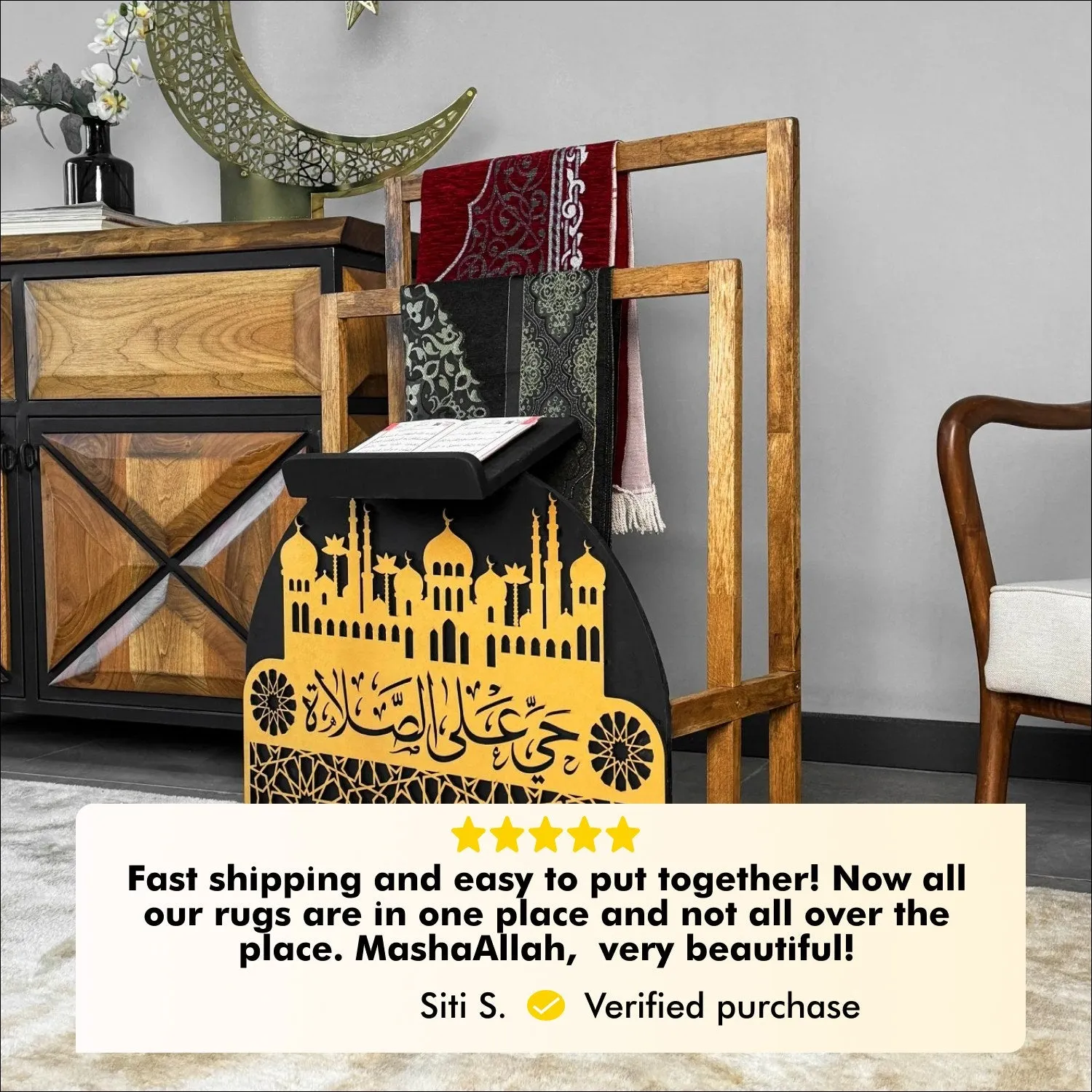 Prayer Rug Holder - Wooden Prayer Mat Stand and Storage Ideas