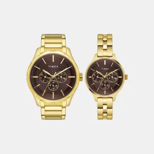 Quartz Couple Chronograph Brown Stainless Steel Watch TW00PR297