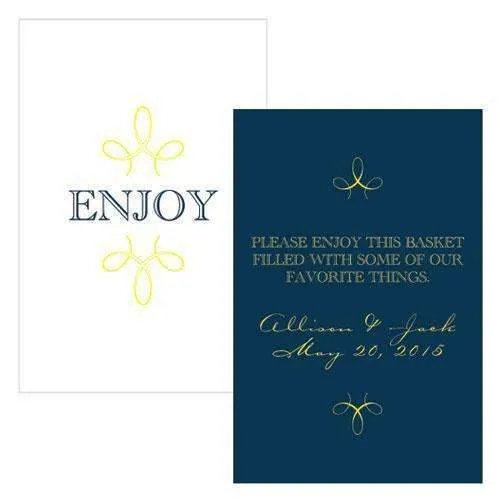 "Enjoy" "Thank you" Rectangular Card Navy Blue (Pack of 1)