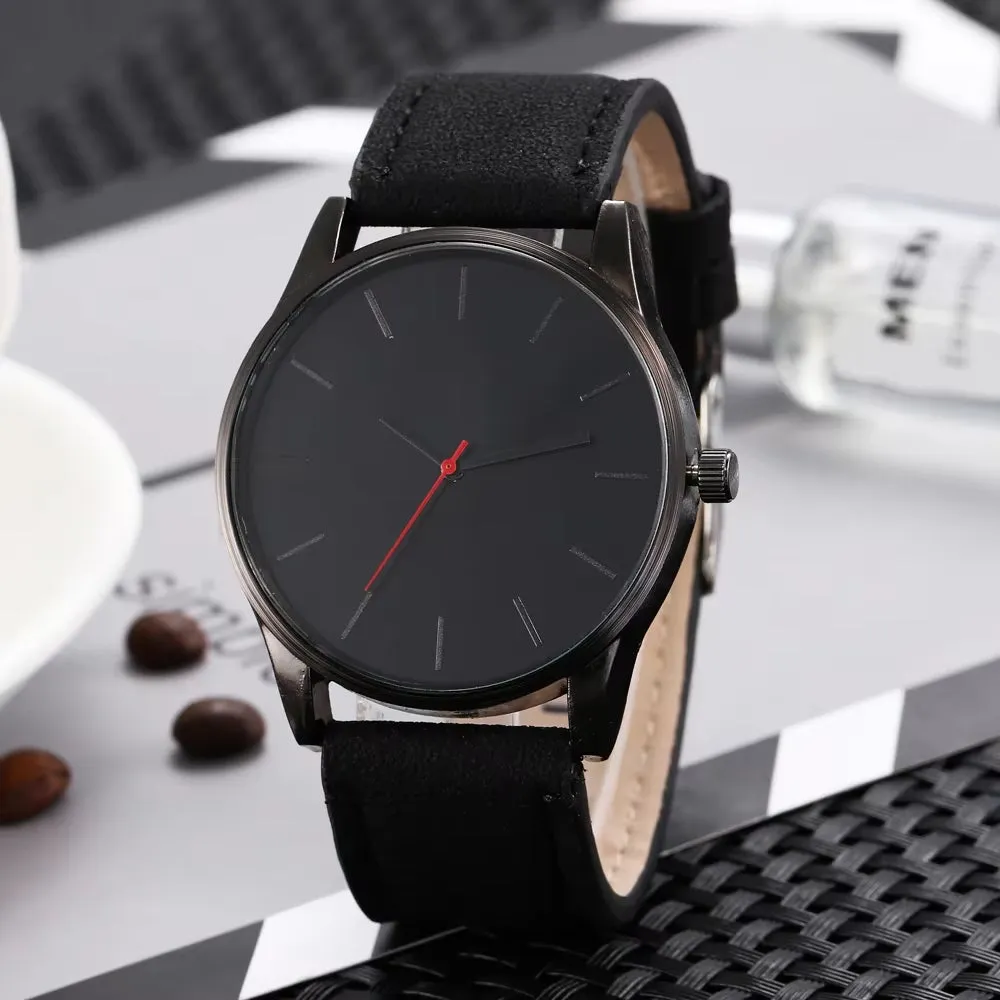 "Men's Sport Watch with PU Leather Strap - Quartz Wristwatch for Men"