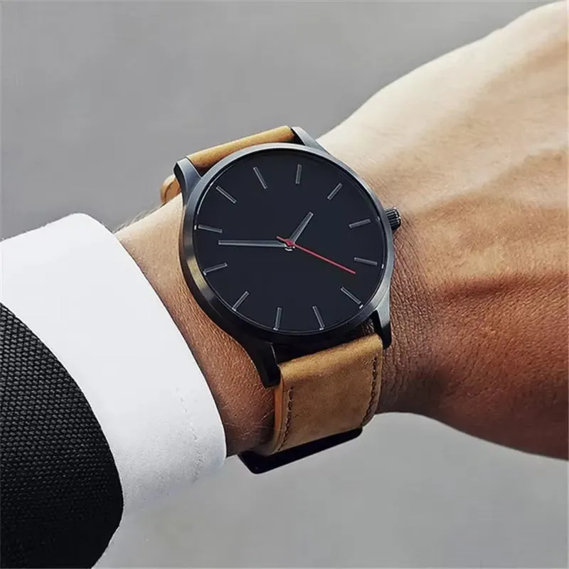 "Men's Sport Watch with PU Leather Strap - Quartz Wristwatch for Men"