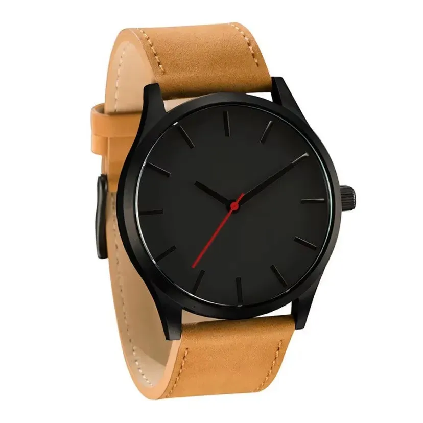 "Men's Sport Watch with PU Leather Strap - Quartz Wristwatch for Men"