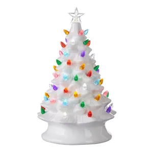 Raz Imports Country Kitchmas 13" Vintage White Lighted Tree Figurine