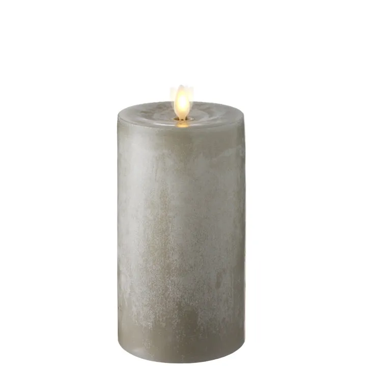 Raz Imports Moving Flame Grey Chalky Pillar Candle