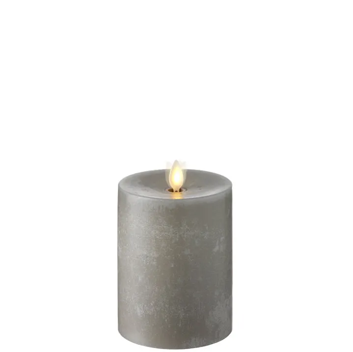 Raz Imports Moving Flame Grey Chalky Pillar Candle