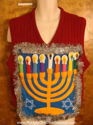 Ribbed Colorful Hanukkah Sweater Vest