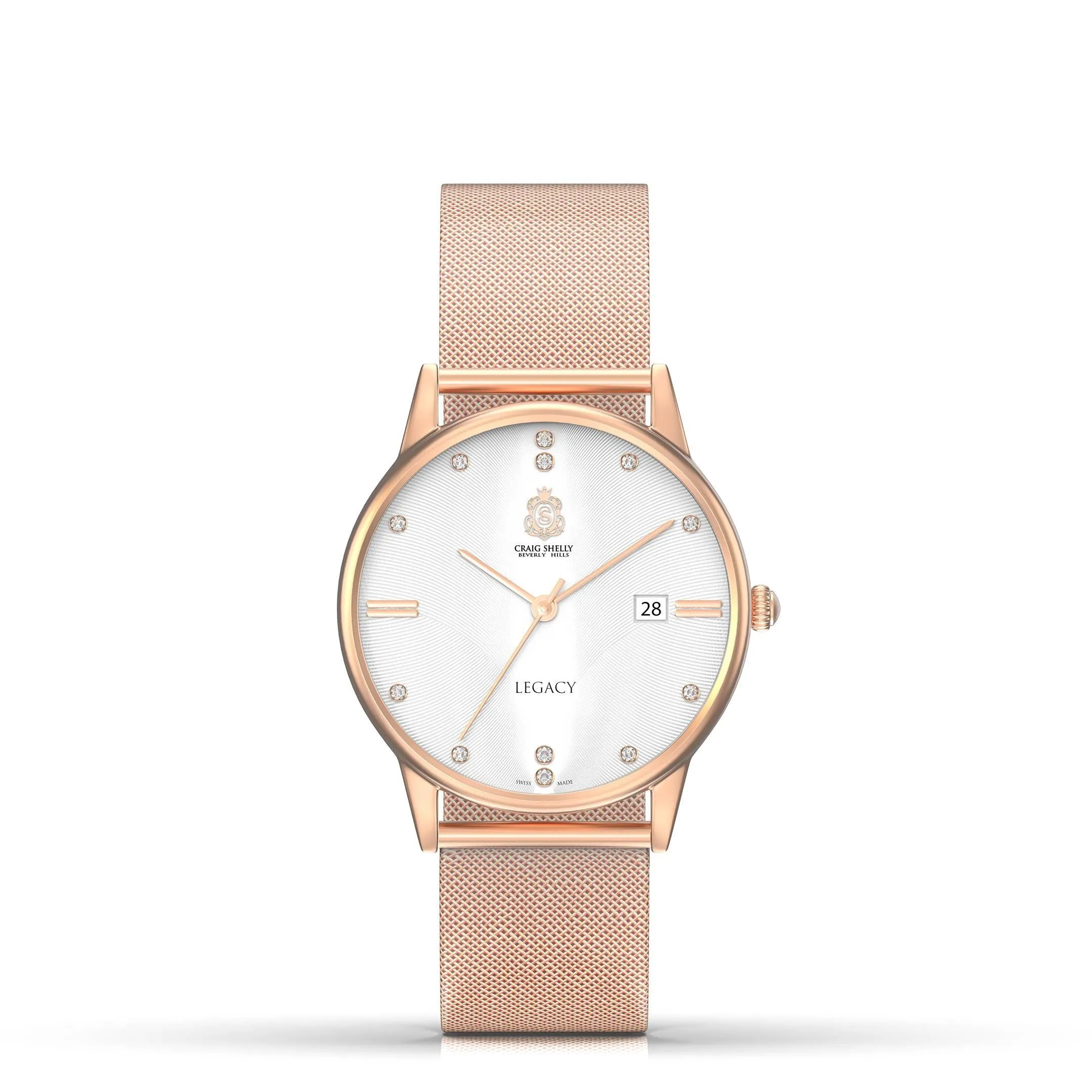 Rose Gold Watch with Cufflinks and Earrings