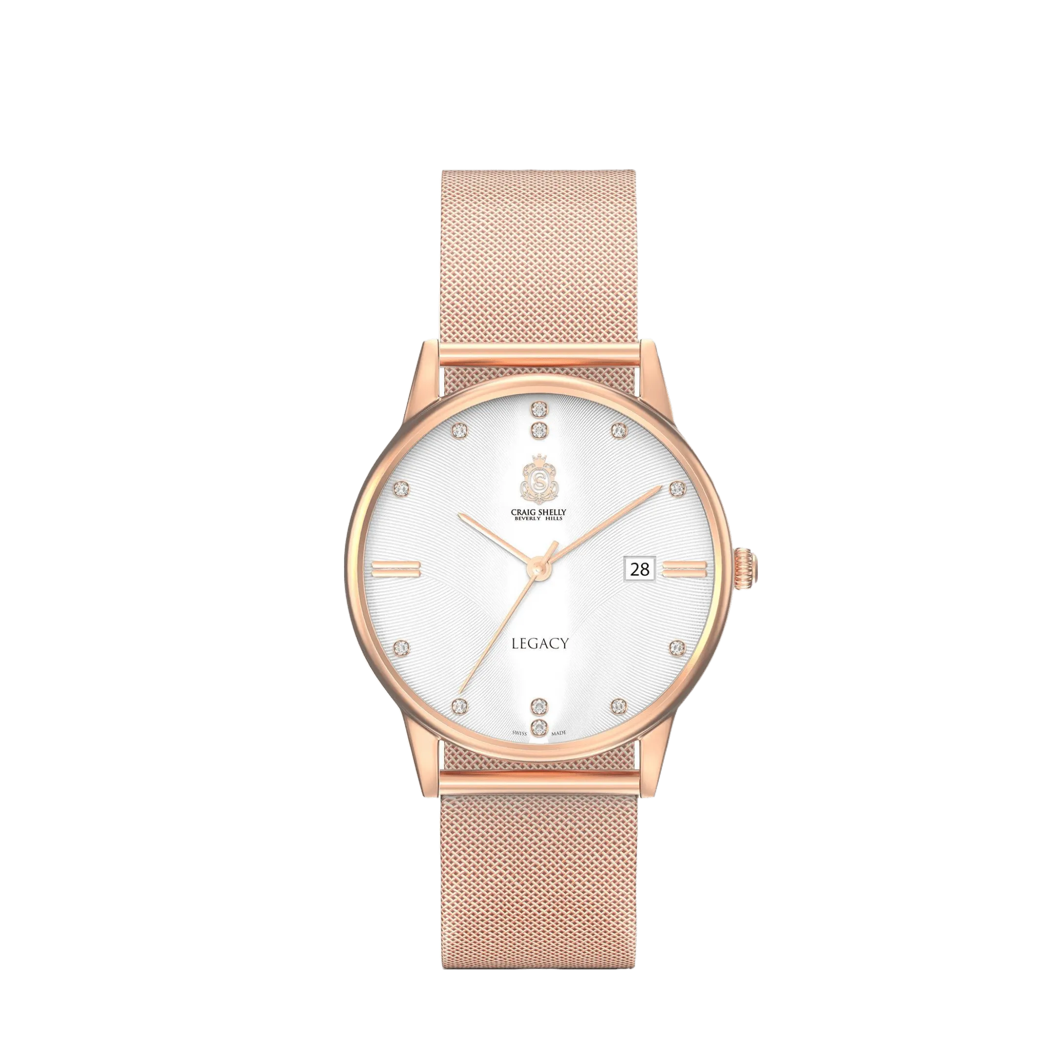 Rose Gold Watch with Cufflinks and Earrings