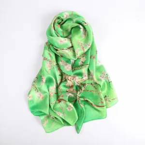 Silk Scarves|Blossom Range|Cherry Blossom Green