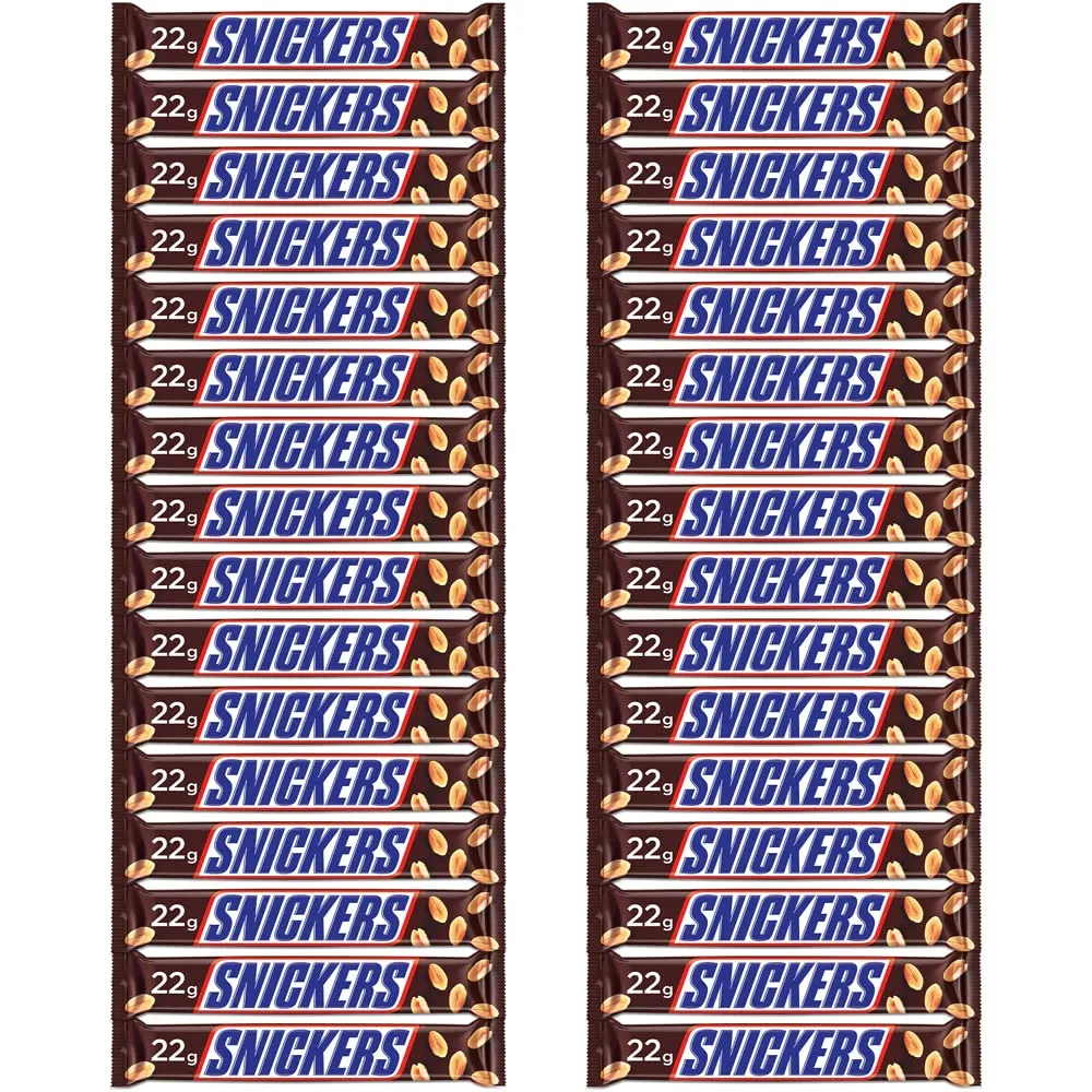 Snickers Peanut Filled Chocolates - 22g Bar (Pack of 32)