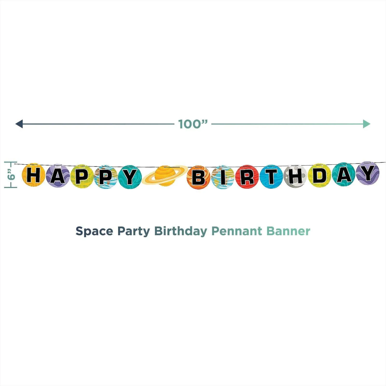 Space Birthday Party Pennant Banner and Latex Balloon Decorations