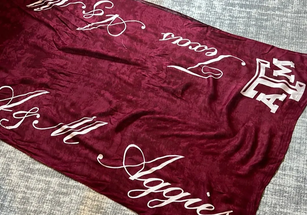 Texas A & M Ladies Game Day Script Scarf