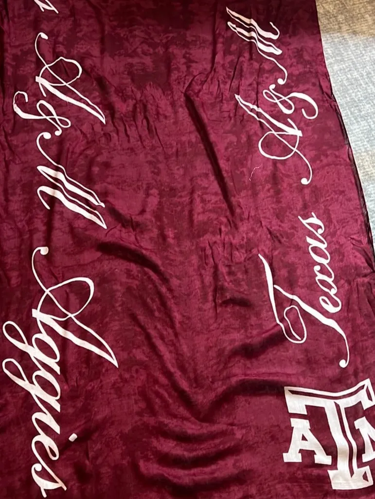 Texas A & M Ladies Game Day Script Scarf