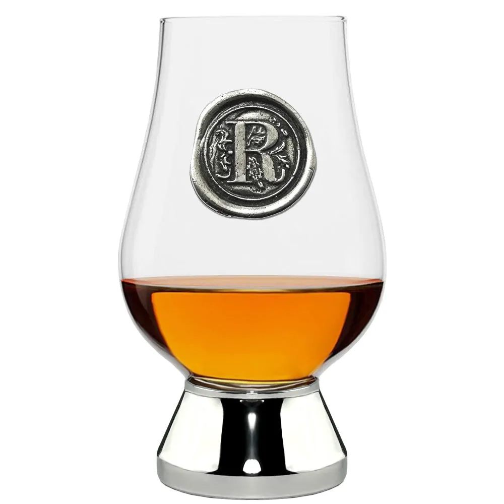 The Glencairn Whisky Glass with Pewter Monogram Initial 200ml