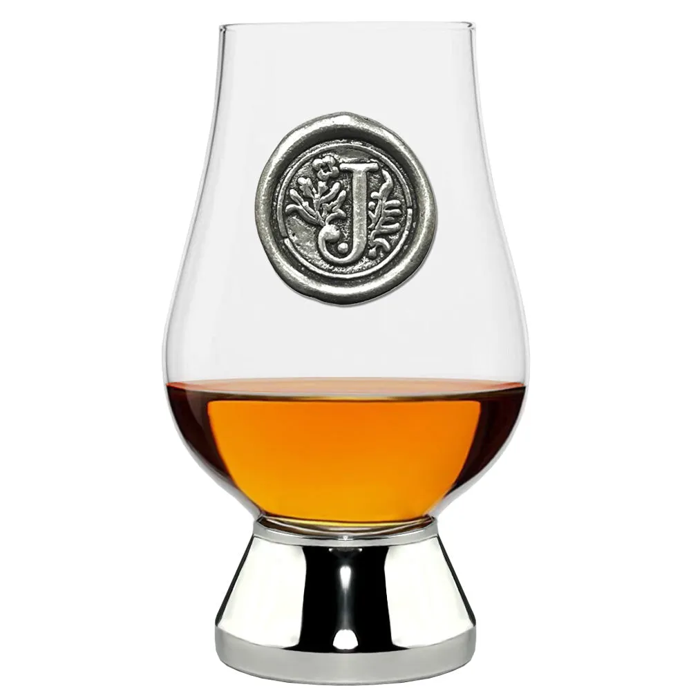 The Glencairn Whisky Glass with Pewter Monogram Initial 200ml