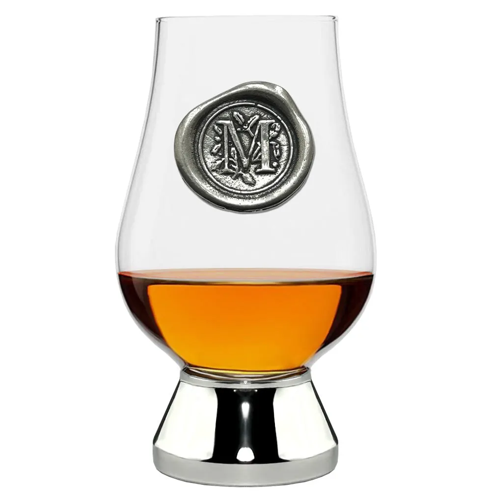 The Glencairn Whisky Glass with Pewter Monogram Initial 200ml