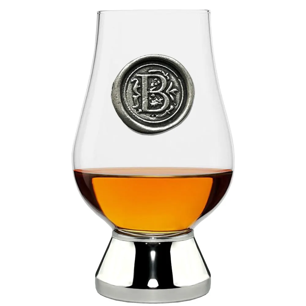 The Glencairn Whisky Glass with Pewter Monogram Initial 200ml