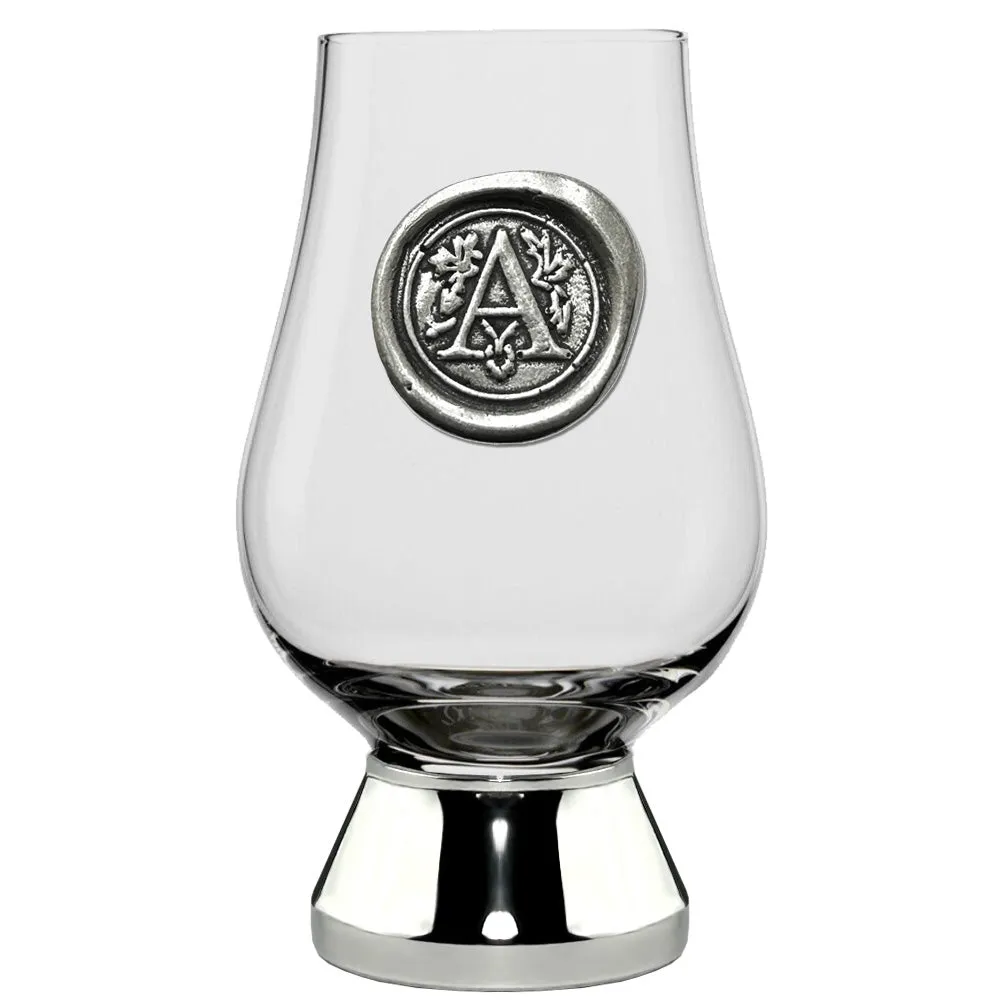 The Glencairn Whisky Glass with Pewter Monogram Initial 200ml