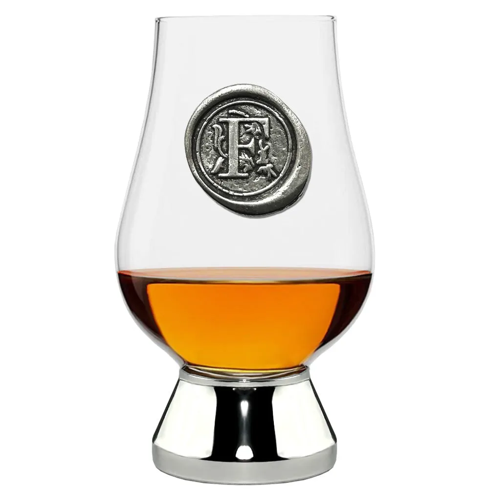 The Glencairn Whisky Glass with Pewter Monogram Initial 200ml