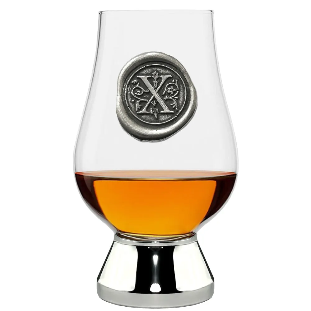 The Glencairn Whisky Glass with Pewter Monogram Initial 200ml