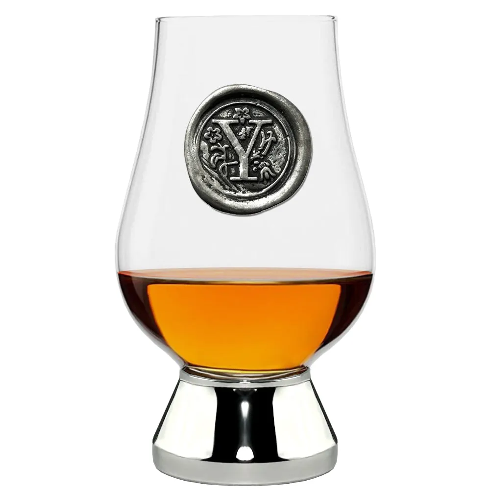 The Glencairn Whisky Glass with Pewter Monogram Initial 200ml