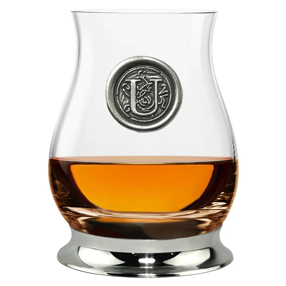 The Glencairn Whisky Mixer Glass with Pewter Monogram Initial 350ml