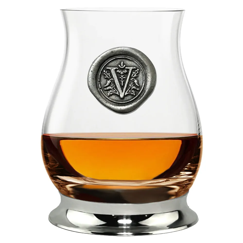 The Glencairn Whisky Mixer Glass with Pewter Monogram Initial 350ml