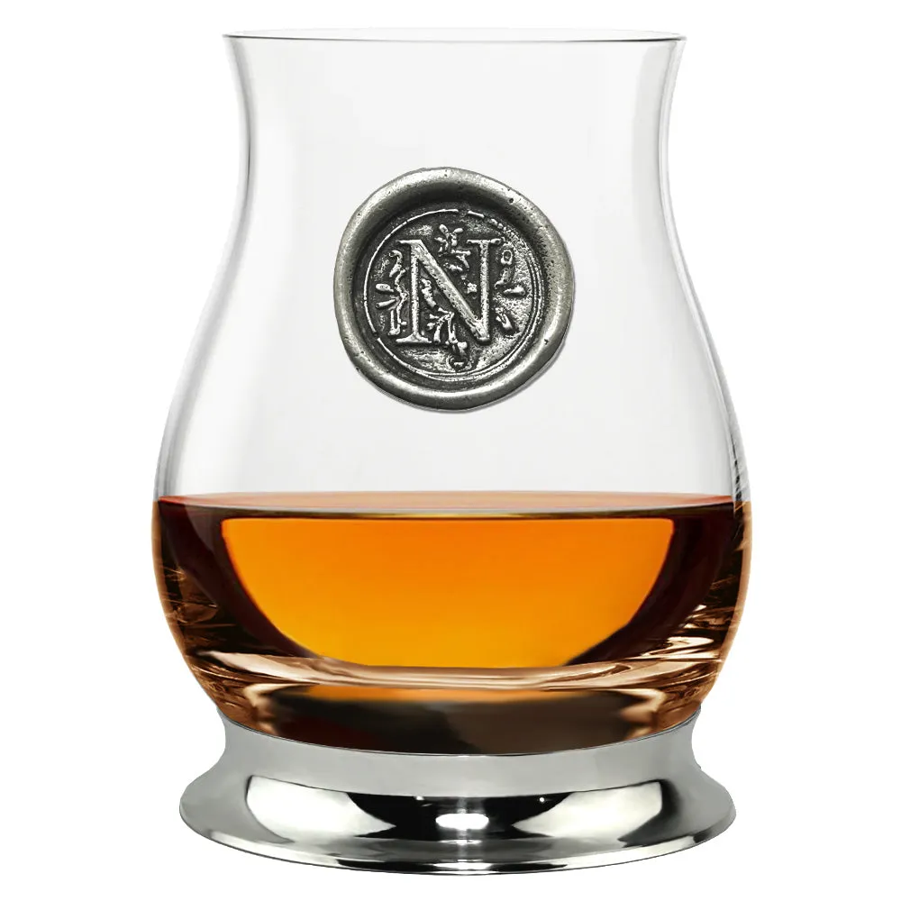 The Glencairn Whisky Mixer Glass with Pewter Monogram Initial 350ml