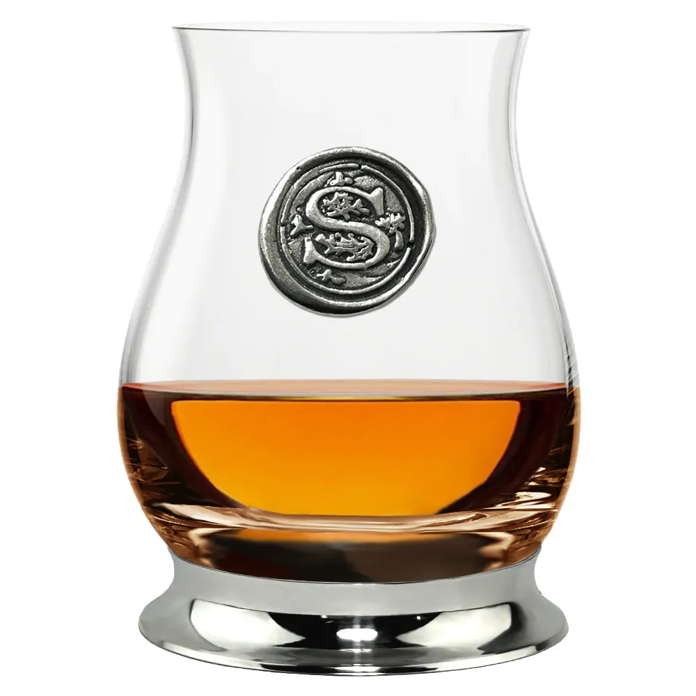 The Glencairn Whisky Mixer Glass with Pewter Monogram Initial 350ml