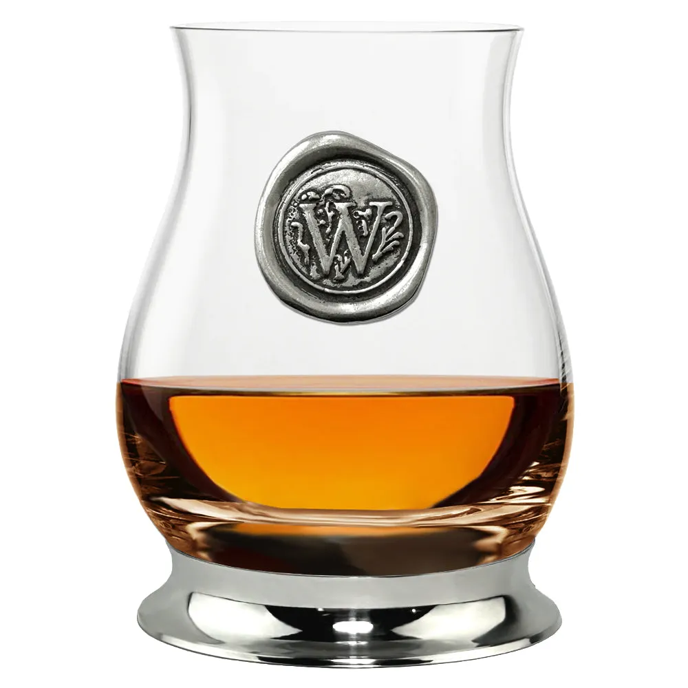 The Glencairn Whisky Mixer Glass with Pewter Monogram Initial 350ml