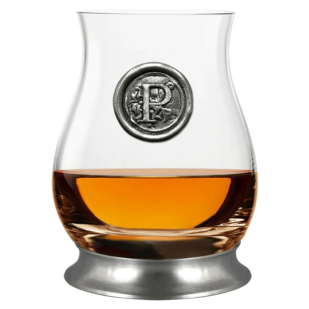 The Glencairn Whisky Mixer Glass with Pewter Monogram Initial 350ml