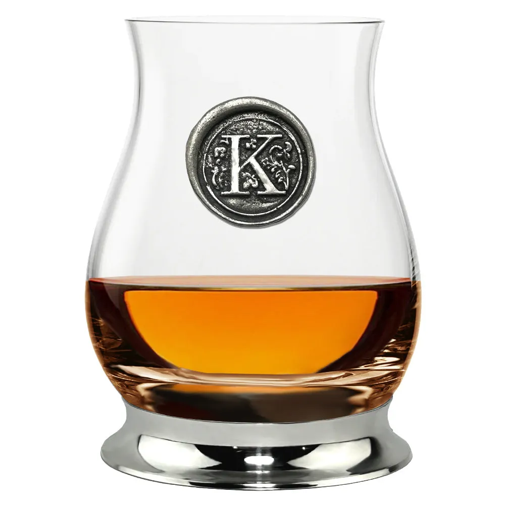 The Glencairn Whisky Mixer Glass with Pewter Monogram Initial 350ml