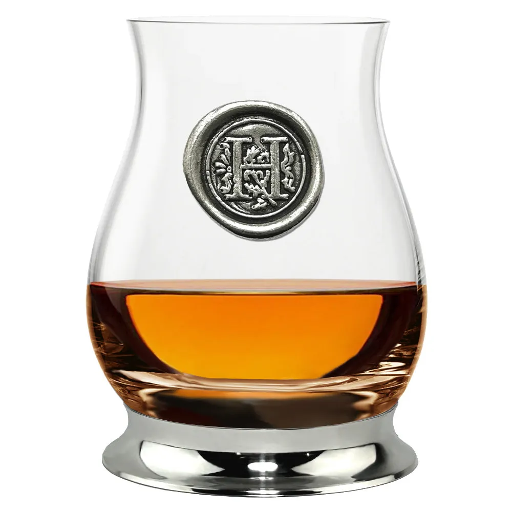 The Glencairn Whisky Mixer Glass with Pewter Monogram Initial 350ml