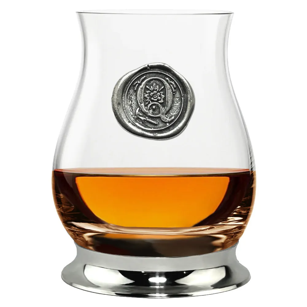 The Glencairn Whisky Mixer Glass with Pewter Monogram Initial 350ml