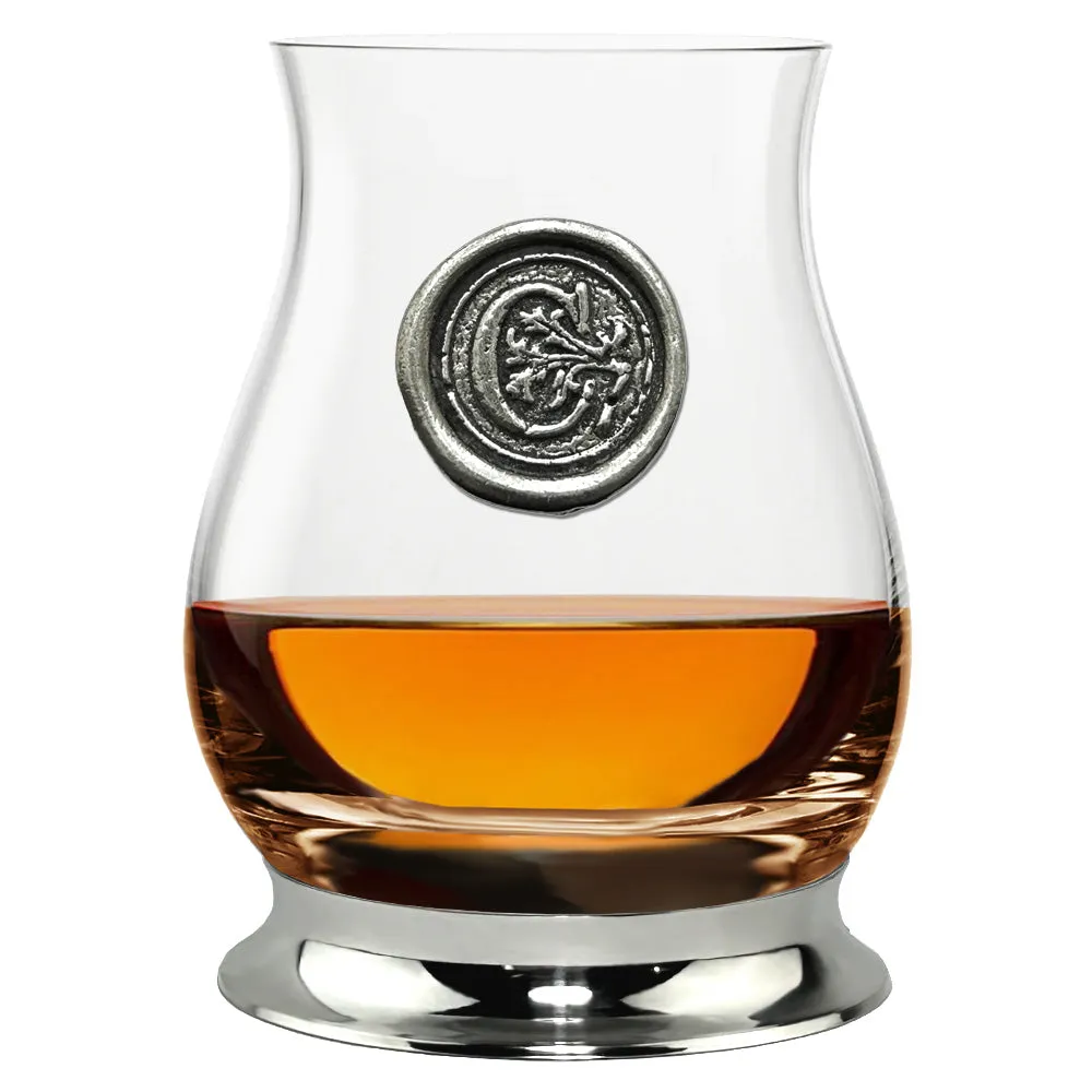 The Glencairn Whisky Mixer Glass with Pewter Monogram Initial 350ml