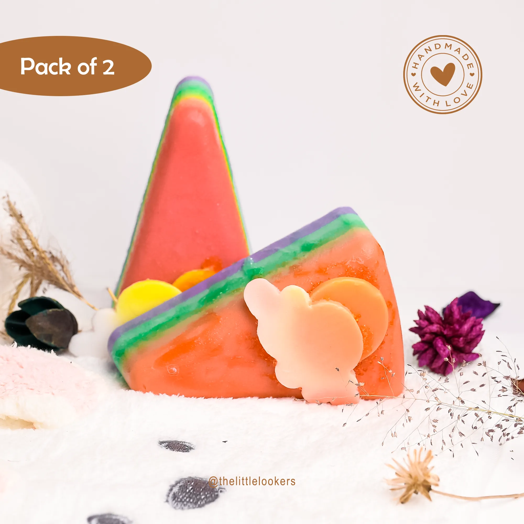 The Little Lookers Dessert Rainbow Soap| Handmade with love/ Handcrafted & Hand cut| Kids/ Baby friendly Organic Soap for All skin with cloud and sun details