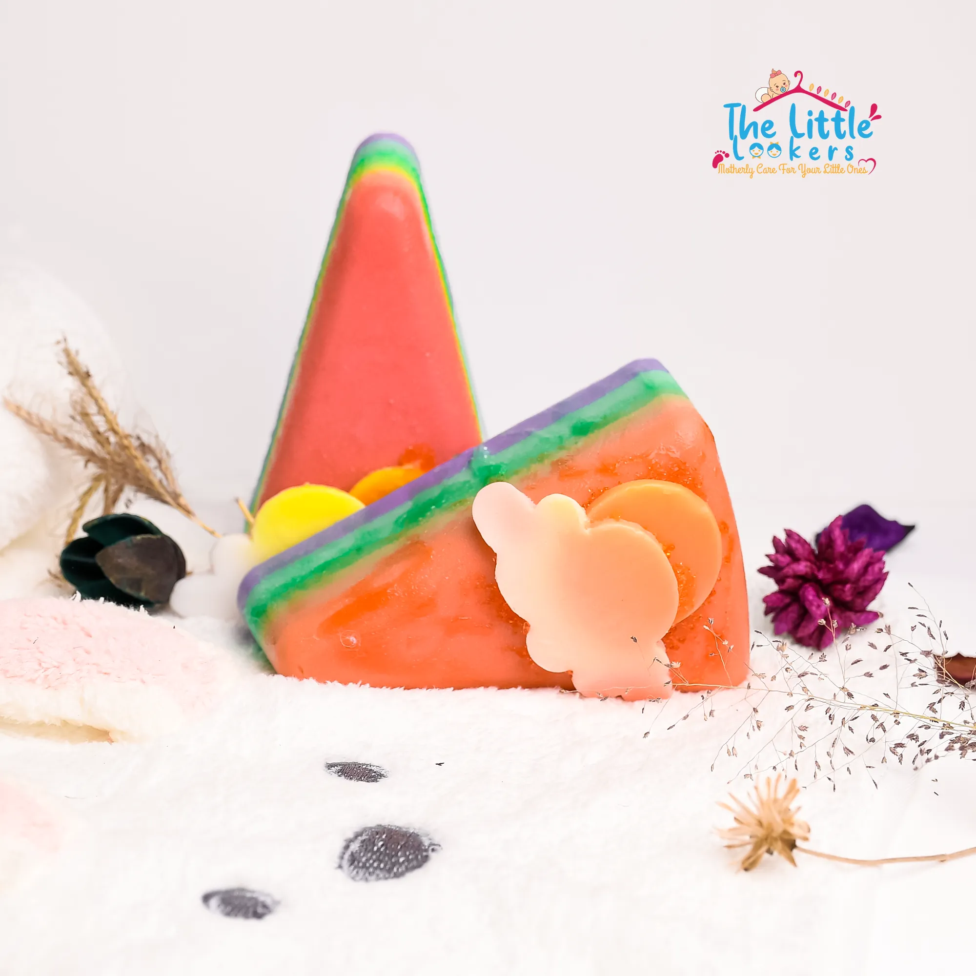 The Little Lookers Dessert Rainbow Soap| Handmade with love/ Handcrafted & Hand cut| Kids/ Baby friendly Organic Soap for All skin with cloud and sun details