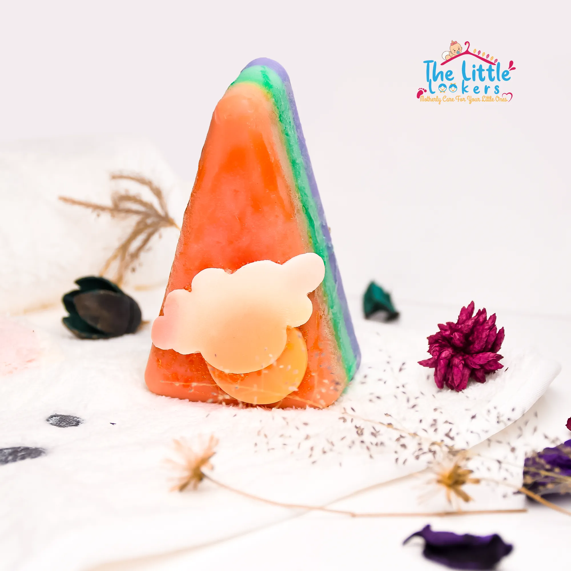 The Little Lookers Dessert Rainbow Soap| Handmade with love/ Handcrafted & Hand cut| Kids/ Baby friendly Organic Soap for All skin with cloud and sun details