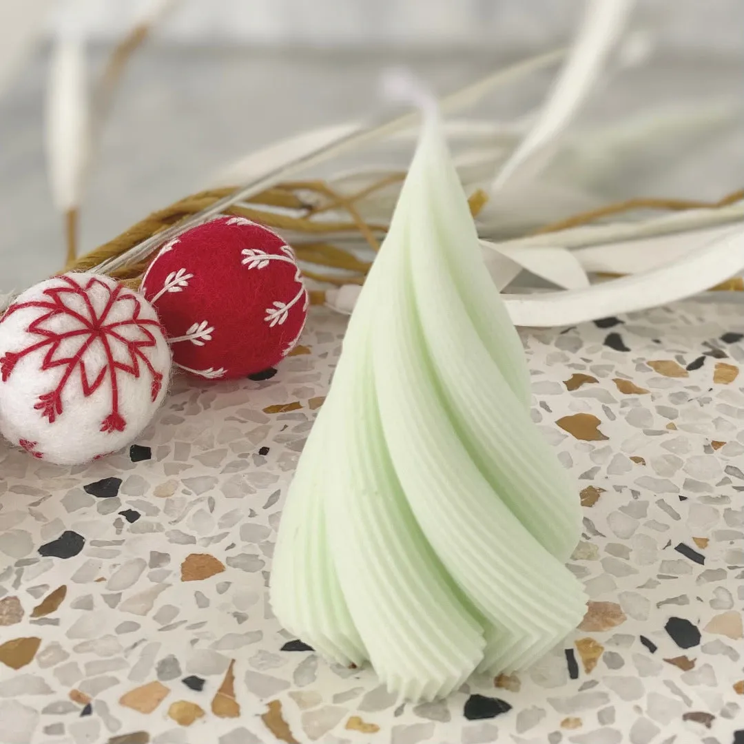 Twirl Christmas Tree Pine Candle in Mint