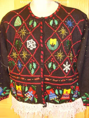 Ugly Christmas Sweater Grid of Crazy Bling Decorations