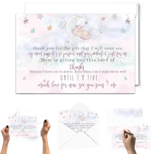 Unicorn Thank You Cards for Baby Girls – Personalized Notecards (Pack of 25)