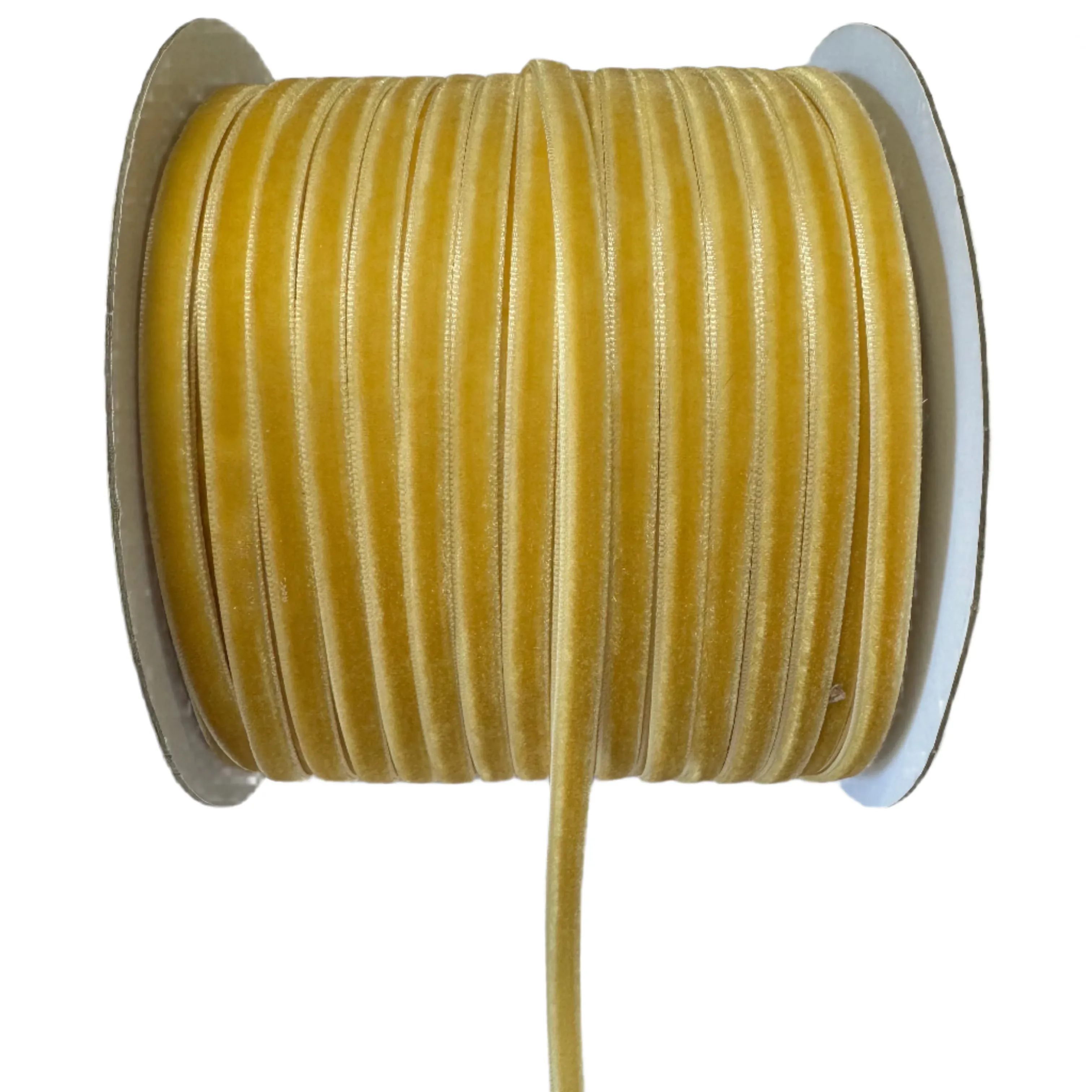 Velvet Single Face 6mm Soft Ribbon per 10 mtrs - Mustard